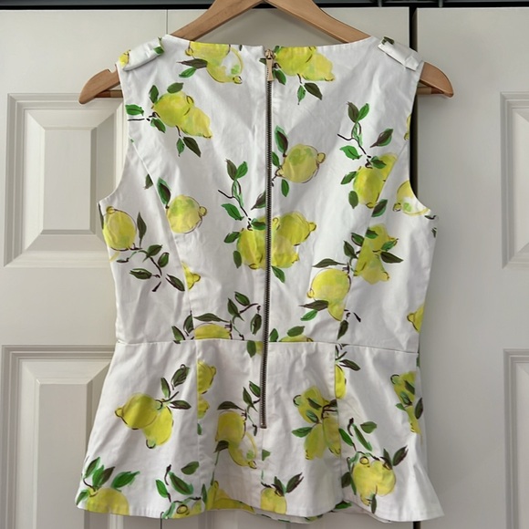 Kate Spade New York Thalia crisp cotton lemon peplum top U.S. 8 - Picture 5 of 7